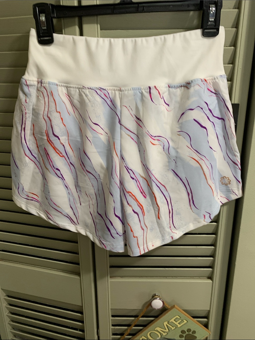 Pro Player White Athletic Skort with Purple & Orange Wave Print